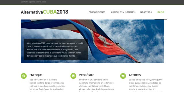Sitio web de “Alternativa Cuba 2018”